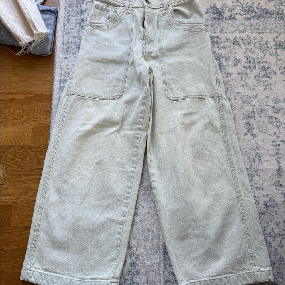 Free People Light Wash Wide-Leg Jeans